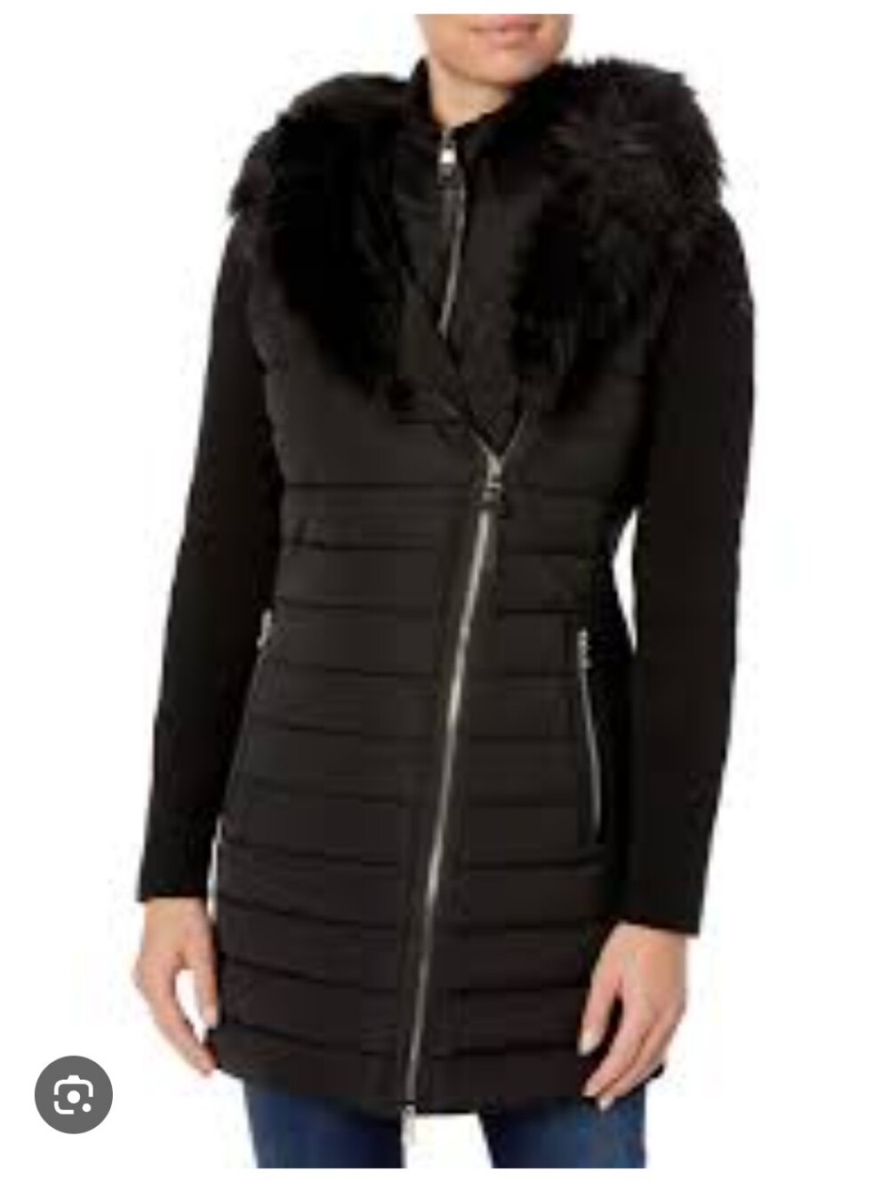 Calvin Klein Performance Hybrid Puffer Hooded Jacket, Black, Size 2X, Athleisure